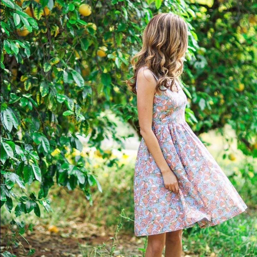 Blue dress with pink lemons ( Everly)